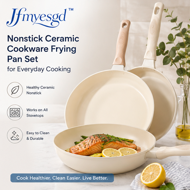Jfmyesgd™ Nonstick Ceramic Cookware Frying Pan Set for Everyday Cooking
