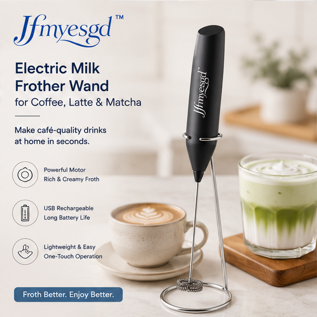 Jfmyesgd™ Electric Milk Frother Wand for Coffee, Latte & Matcha