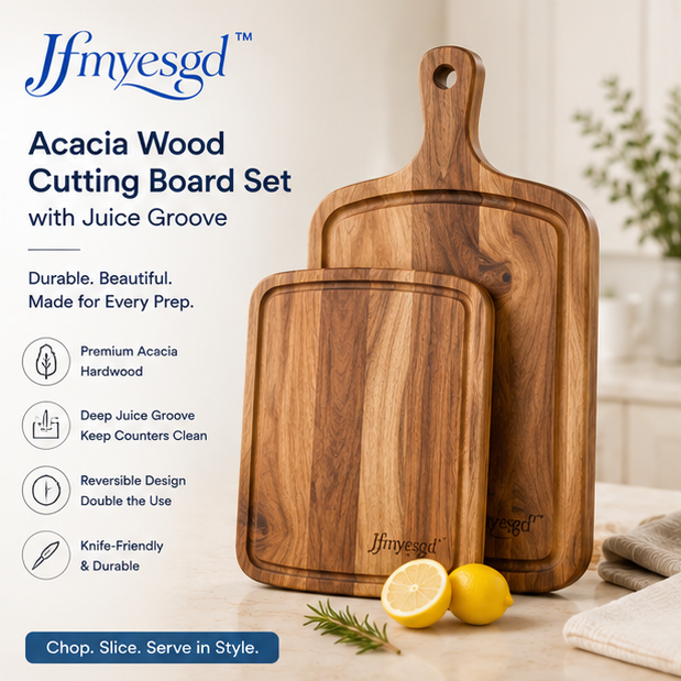 Jfmyesgd™ Acacia Wood Cutting Board Set with Juice Groove