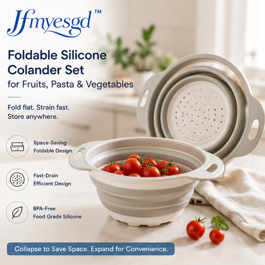 Jfmyesgd™ Foldable Silicone Colander Set for Fruits, Pasta & Vegetables